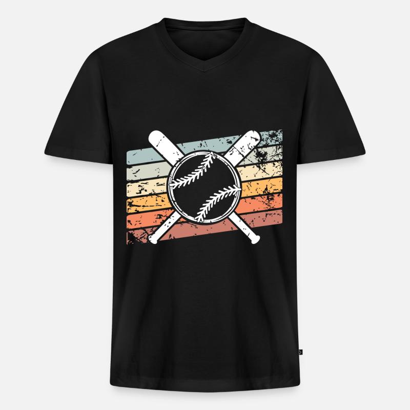 Baseball - Männer Premium Bio T-Shirt mit V-Ausschnitt - Schwarz