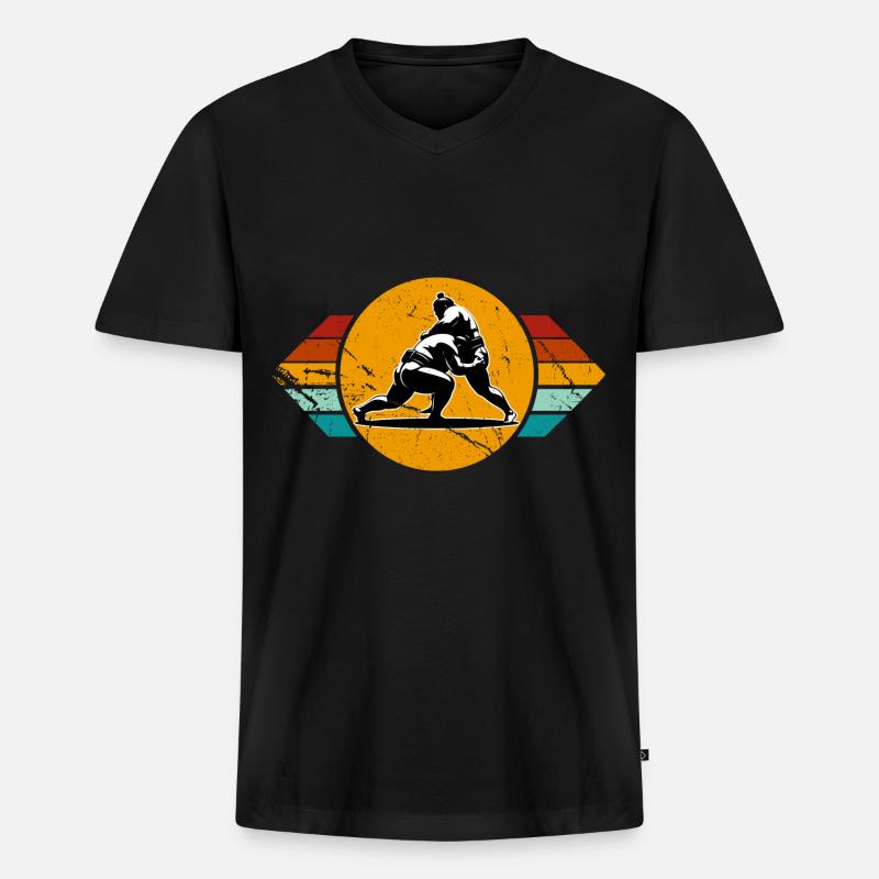 Sumo - Männer Premium Bio T-Shirt mit V-Ausschnitt - Schwarz