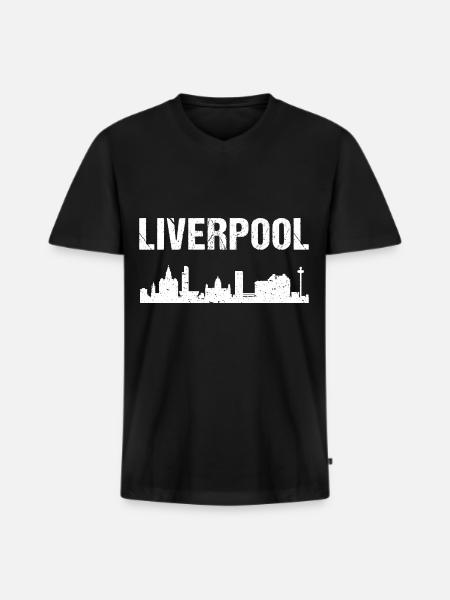 Liverpool Skyline England Liverpool - Men's Premium Organic T-shirt with V-neck - black