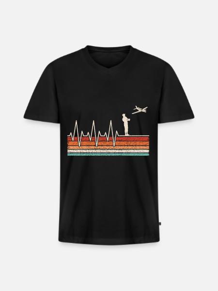 Model Fug Heartbeat - Men's Premium Organic T-shirt with V-neck - black