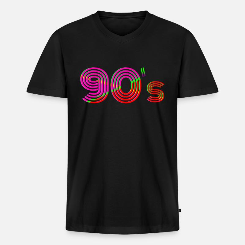 Abito da donna anni '90, costume da uomo anni '90 - Maglietta ecologica premium da uomo con scollo a V - nero