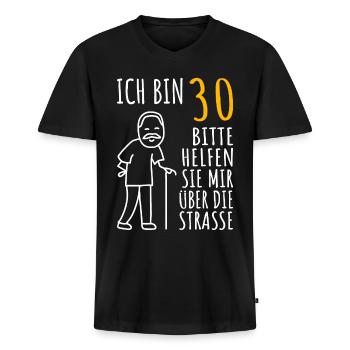 30 Geburtstag 30er 30ter Ich bin 30 Jahre alt Mann - Männer Premium Bio T-Shirt mit V-Ausschnitt - Schwarz - Vorne - Nico (187cm)