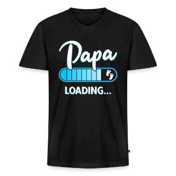 Werdender Papa Loading Schwangerschaft Vater - Männer Premium Bio T-Shirt mit V-Ausschnitt - Schwarz - Vorne - Nico (187cm)