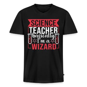 Lehrer Naturwissenschaften Wissenschaft - Männer Premium Bio T-Shirt mit V-Ausschnitt - Schwarz - Vorne - Nico (187cm)