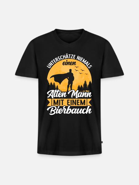 Bierbauch Biertrinker Bier Bierliebhaber Spruch - Männer Premium Bio T-Shirt mit V-Ausschnitt - Schwarz