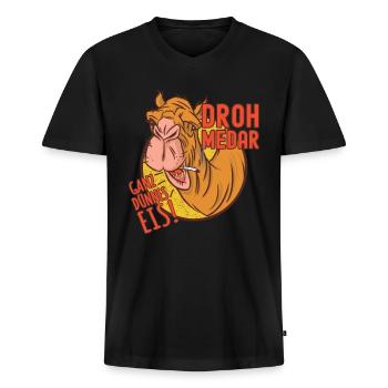 Kamel Dromedar Ganz dünnes Eis Wortwitz DROHmedar - Männer Premium Bio T-Shirt mit V-Ausschnitt - Schwarz - Vorne - Nico (187cm)
