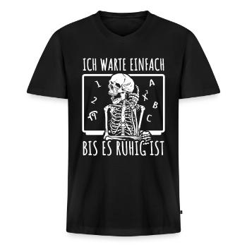 Lehrer Klassenlehrer Grundschullehrer Lehrerin - Männer Premium Bio T-Shirt mit V-Ausschnitt - Schwarz - Vorne - Nico (187cm)