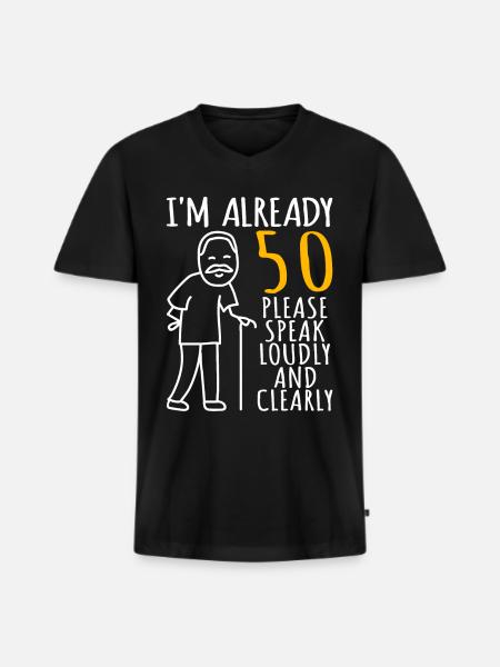 50 fødselsdag Mand 50'erne 50. jeg er allerede 50 år - Premium økologisk T-shirt med V-hals til mænd - sort