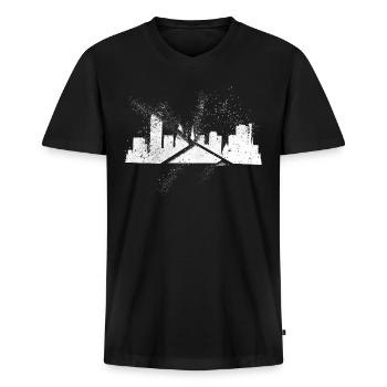 Bonn Deutschland Stadt Skyline Grunge Splash - Männer Premium Bio T-Shirt mit V-Ausschnitt - Schwarz - Vorne - Nico (187cm)