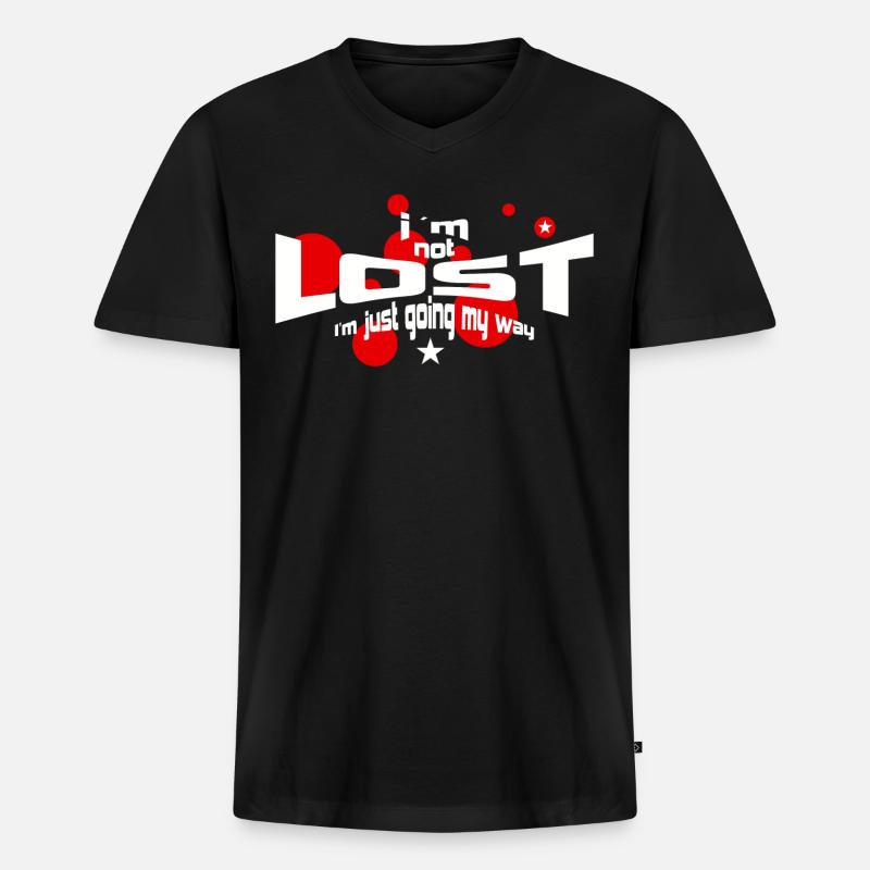 not lost - Männer Premium Bio T-Shirt mit V-Ausschnitt - Schwarz
