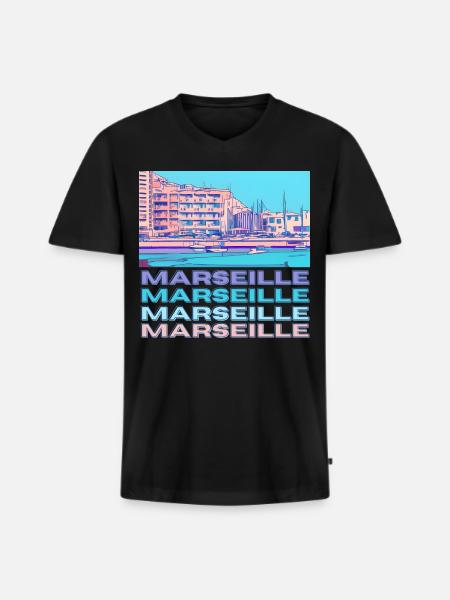 Marseille - Men's Premium Organic T-shirt with V-neck - black