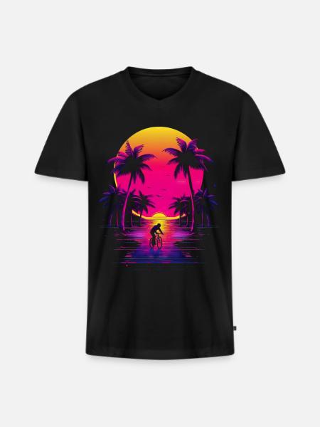 Radfahren - Männer Premium Bio T-Shirt mit V-Ausschnitt - Schwarz