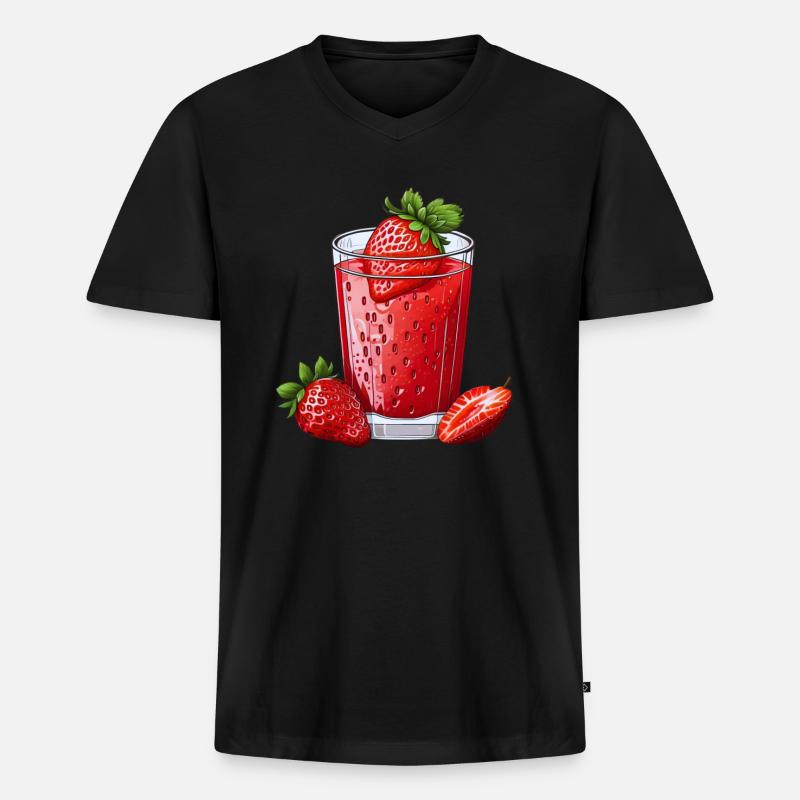 Erdbeersirup - Männer Premium Bio T-Shirt mit V-Ausschnitt - Schwarz