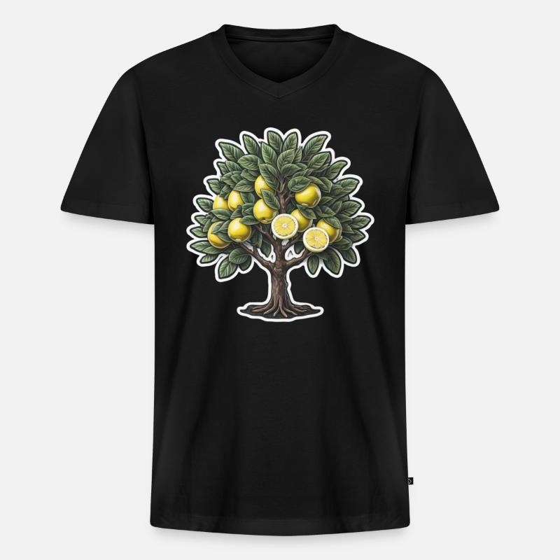 Zitronenbaum - Männer Premium Bio T-Shirt mit V-Ausschnitt - Schwarz