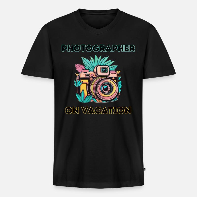 Fotograf im Urlaub - Männer Premium Bio T-Shirt mit V-Ausschnitt - Schwarz