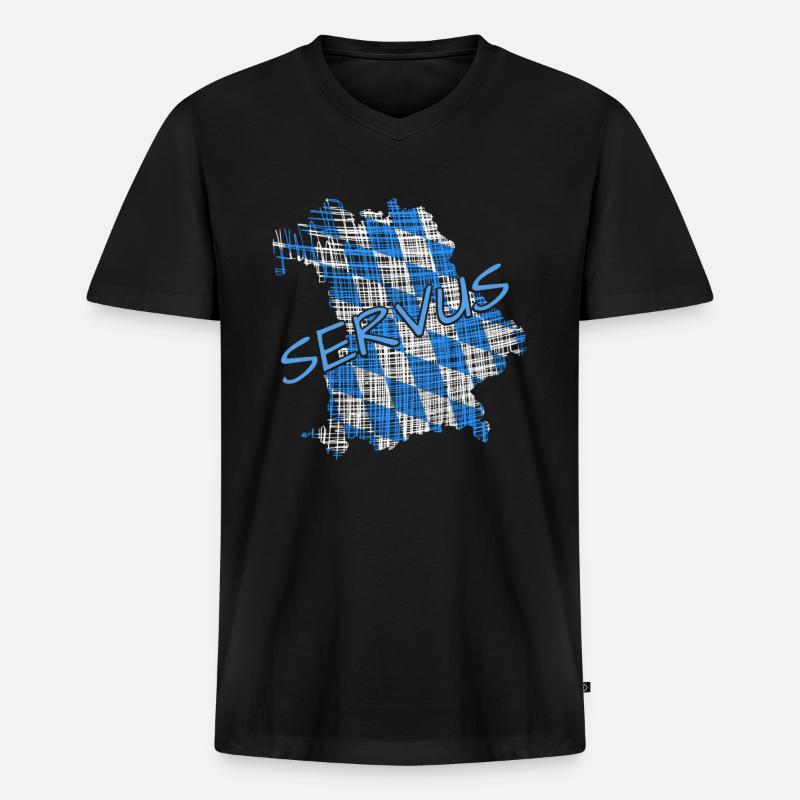 Servus Bayern - Männer Premium Bio T-Shirt mit V-Ausschnitt - Schwarz