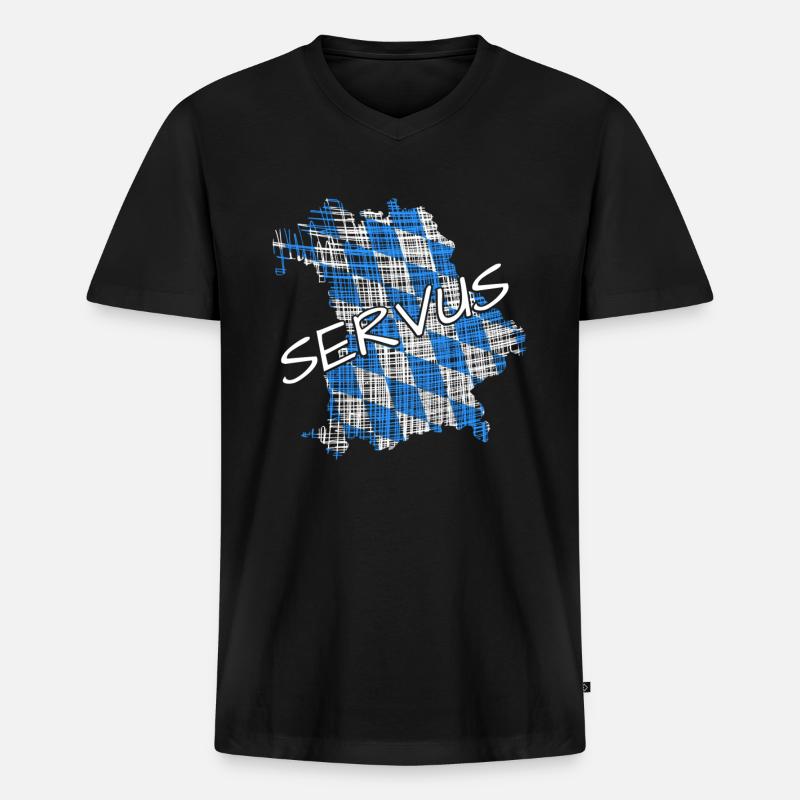 Servus Bayern - Männer Premium Bio T-Shirt mit V-Ausschnitt - Schwarz