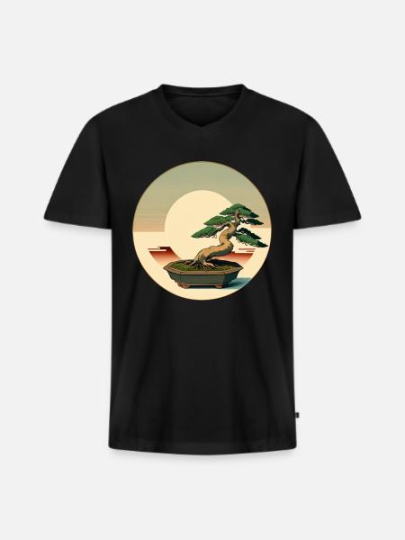 Elegant Bonsai - Men's Premium Organic T-shirt with V-neck - black