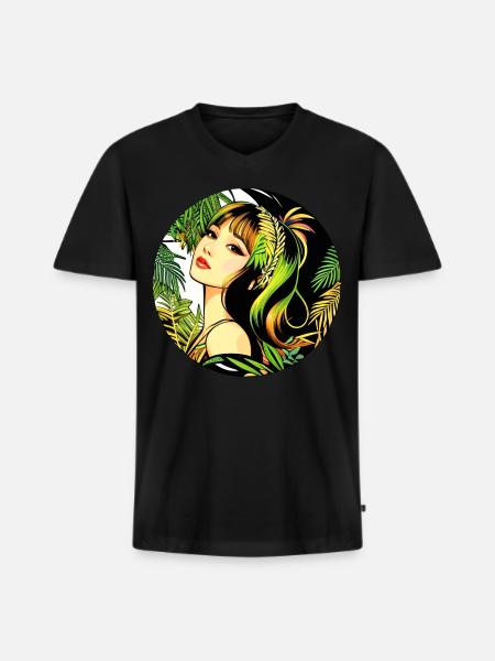Femme Moderne Tropicale - T-shirt encolure en V Premium bio Homme - noir