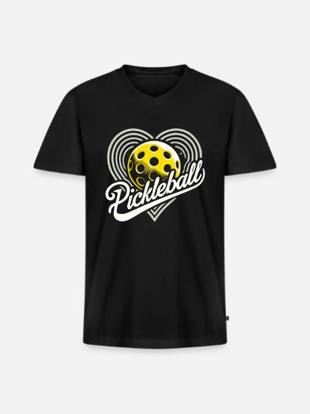Pickleball, I Love Pickleball - Männer Premium Bio T-Shirt mit V-Ausschnitt - Schwarz