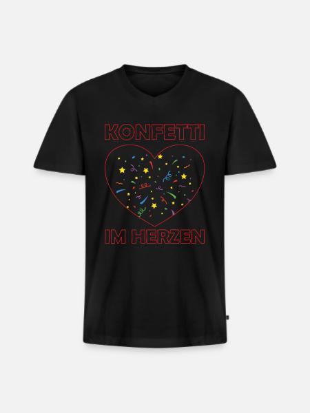 Konfetti im Herzen - Männer Premium Bio T-Shirt mit V-Ausschnitt - Schwarz
