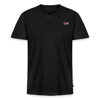 Norvège Drapeau de Cuba Cœur - T-shirt encolure en V Premium bio Homme - noir - Devant - Nico (187cm)