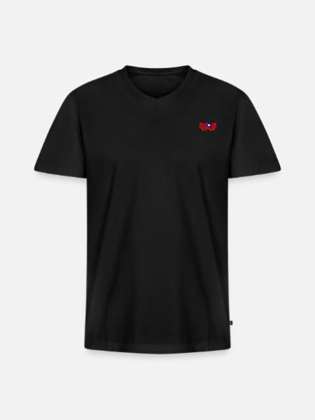 Morocco Taiwan Flag Heart - Men's Premium Organic T-shirt with V-neck - black