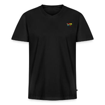 Südafrika Litauen Flagge Herz - Männer Premium Bio T-Shirt mit V-Ausschnitt - Schwarz - Vorne - Nico (187cm)