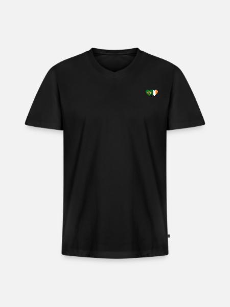 Brazil Ireland Flag Heart - Men's Premium Organic T-shirt with V-neck - black