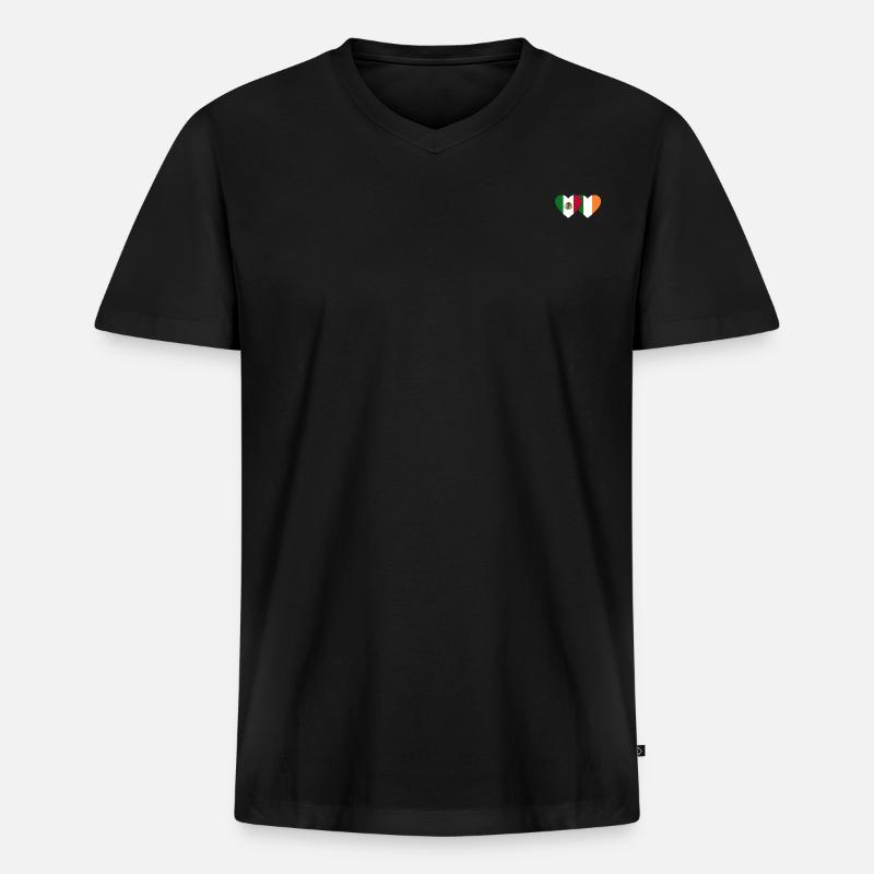 Mexiko Irland Flagge Herz - Männer Premium Bio T-Shirt mit V-Ausschnitt - Schwarz