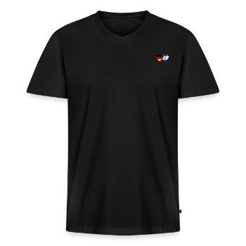 Deutschland Israel Flagge Herz - Männer Premium Bio T-Shirt mit V-Ausschnitt - Schwarz - Vorne - Nico (187cm)