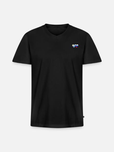 Uruguay Slovenia Heart Flag - Men's Premium Organic T-shirt with V-neck - black