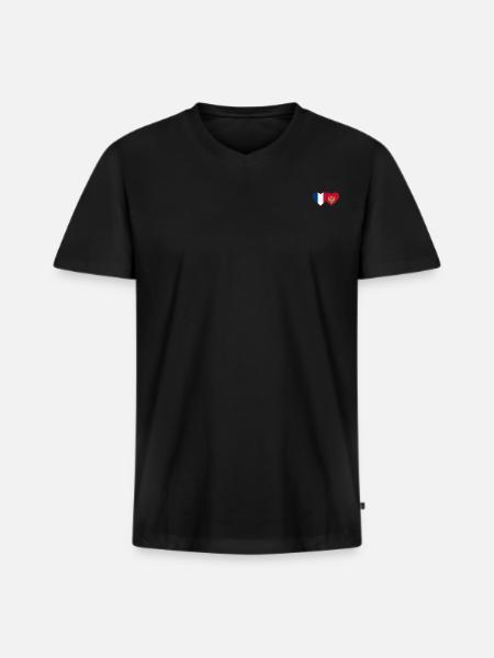 France Montenegro flag - Men's Premium Organic T-shirt with V-neck - black