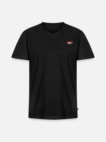 Croatia Madagascar flag heart - Men's Premium Organic T-shirt with V-neck - black
