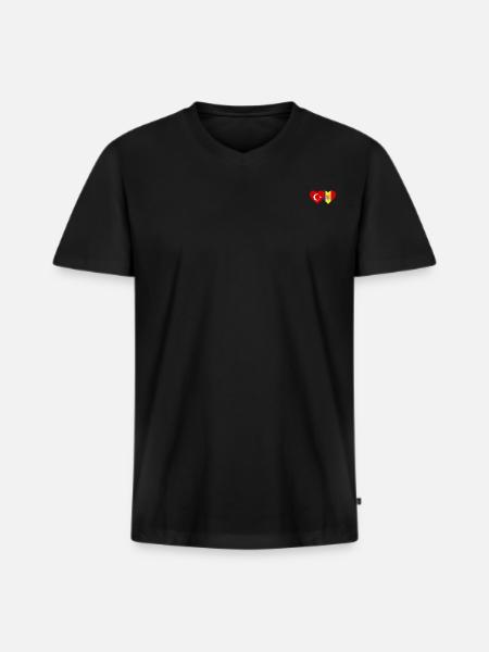 Turkey Andorra Flag Heart - Men's Premium Organic T-shirt with V-neck - black