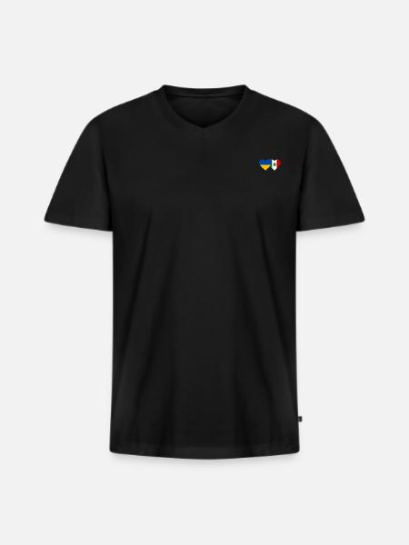 Ukraine Mexico Flag Heart - Men's Premium Organic T-shirt with V-neck - black