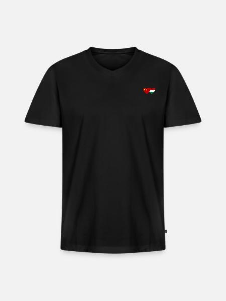 China Hungary Heart Flag - Men's Premium Organic T-shirt with V-neck - black