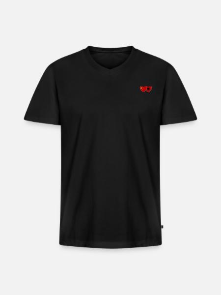 China Albania Heart Flag - Men's Premium Organic T-shirt with V-neck - black