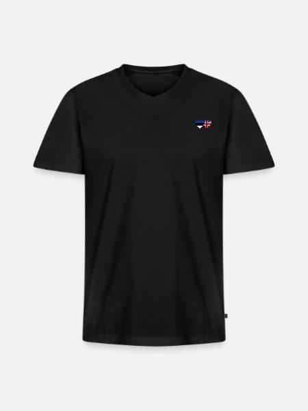 Estonie Angleterre Drapeau Coeur - T-shirt encolure en V Premium bio Homme - noir
