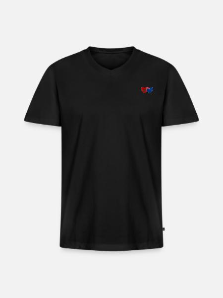 Marokko Neuseeland Flagge Herz - Männer Premium Bio T-Shirt mit V-Ausschnitt - Schwarz