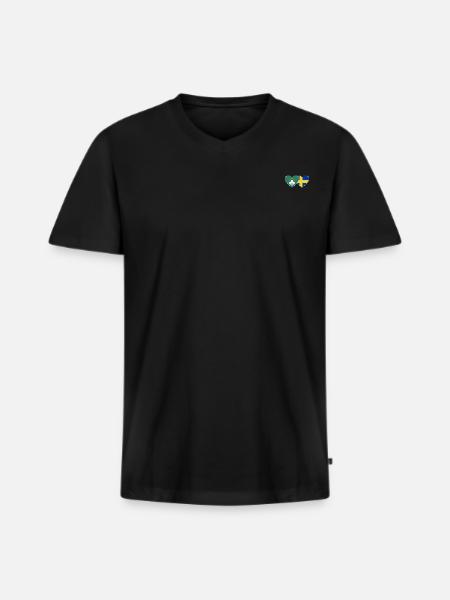 Macau Sweden flag heart - Men's Premium Organic T-shirt with V-neck - black