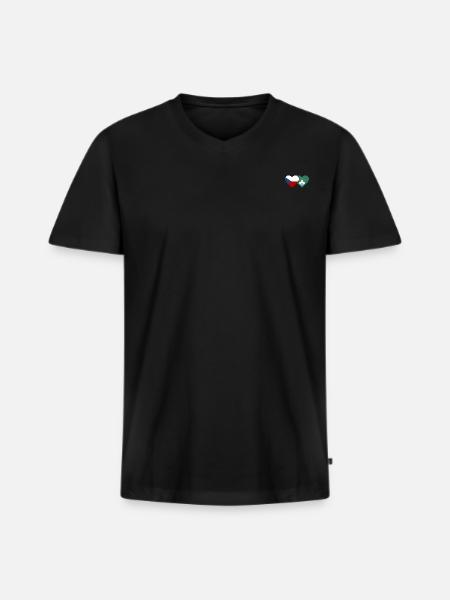 Tschechien Macau Flagge Herz - Männer Premium Bio T-Shirt mit V-Ausschnitt - Schwarz