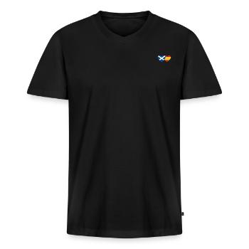Schottland Spanien Flagge Herz - Männer Premium Bio T-Shirt mit V-Ausschnitt - Schwarz - Vorne - Nico (187cm)