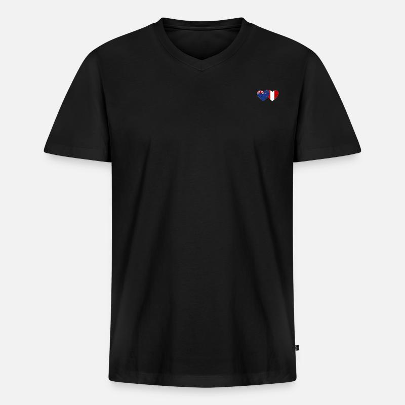 Neuseeland Peru Flagge Herz - Männer Premium Bio T-Shirt mit V-Ausschnitt - Schwarz