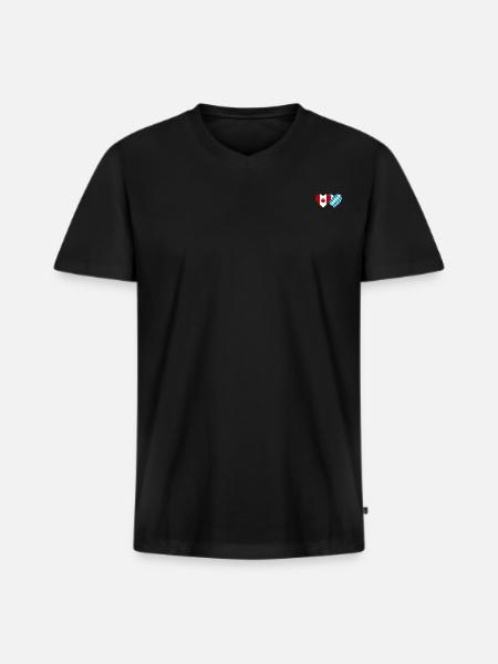 Kanada Bayern Flagge Herz - Männer Premium Bio T-Shirt mit V-Ausschnitt - Schwarz