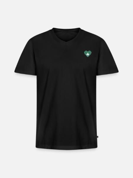 Macau Flag Heart - Men's Premium Organic T-shirt with V-neck - black