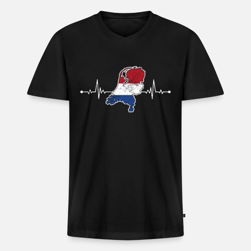 Holland - Männer Premium Bio T-Shirt mit V-Ausschnitt - Schwarz
