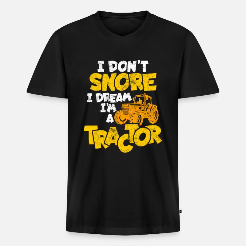 Tracktor - Männer Premium Bio T-Shirt mit V-Ausschnitt - Schwarz