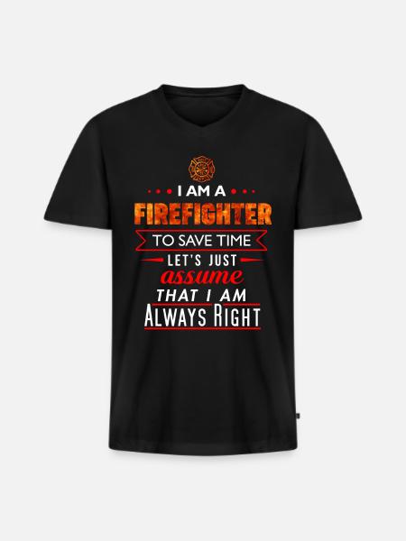 Firefighter Firefighter Funny Gift - Men's Premium Organic T-shirt with V-neck - black