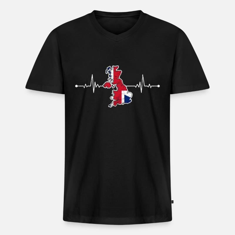 England - Männer Premium Bio T-Shirt mit V-Ausschnitt - Schwarz